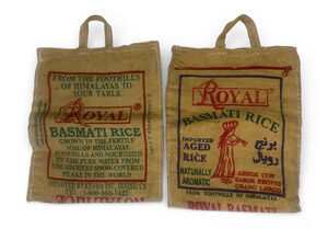 Royal Basmati Rice Bags 10 lbs Burlap Heavy Duty Zip Closed BAGS ONLY Set of 2